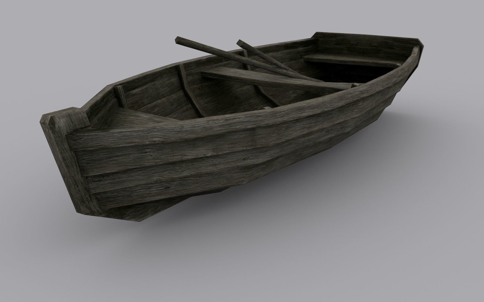 Low-poly Wooden Boat Low-poly 3D model_1