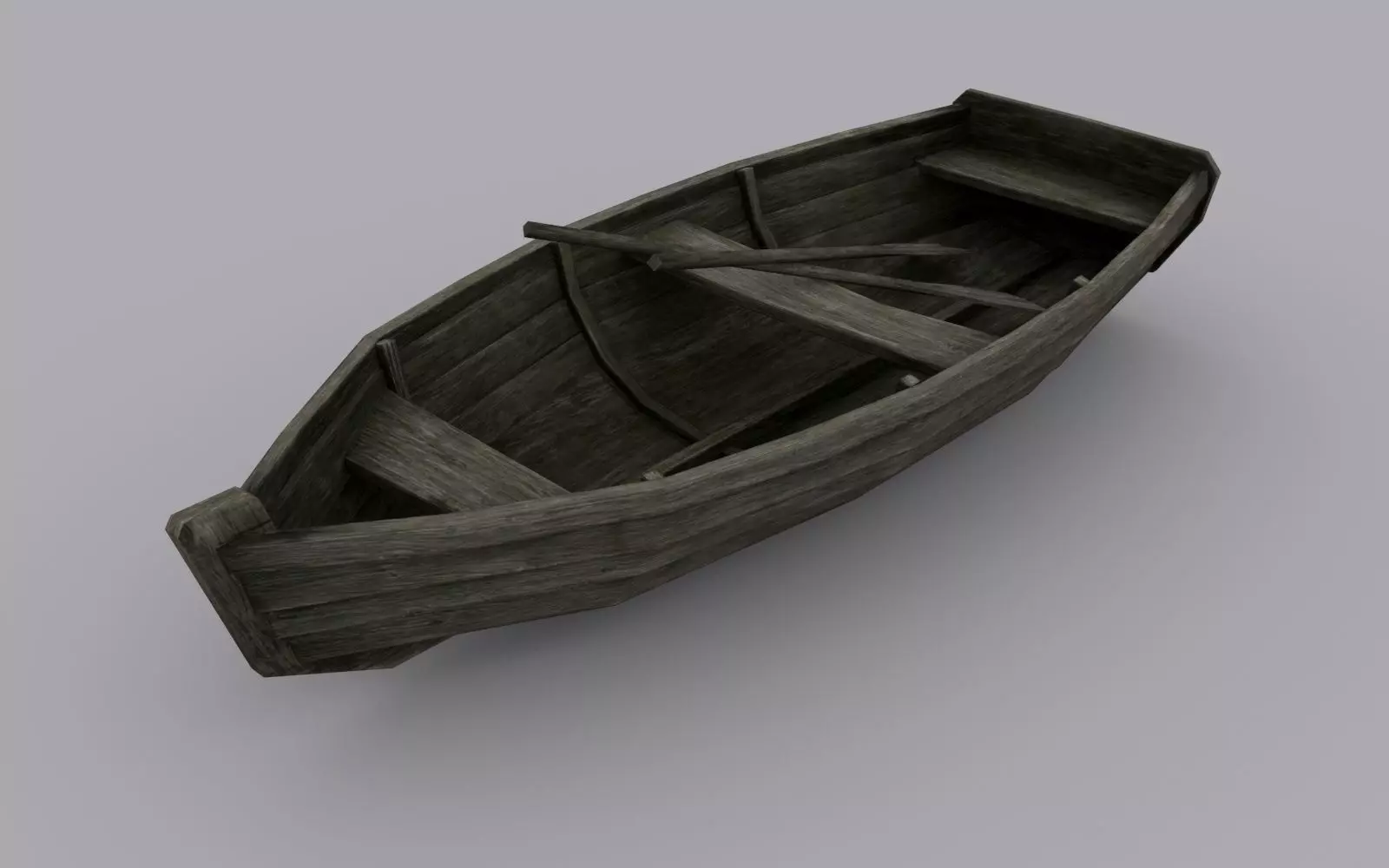 Low-poly Wooden Boat Low-poly 3D model_0