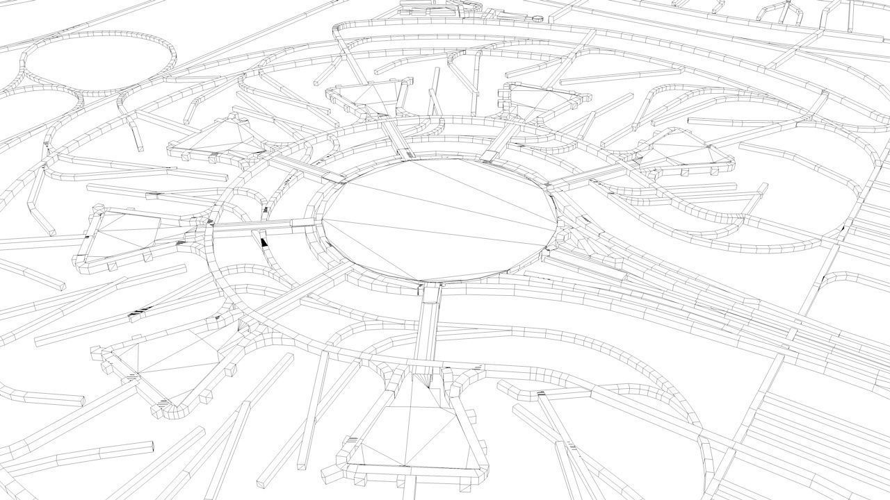 Paris Charles De Gaulle CDG Roissy Airport Roads Buildings PT 3D model_8