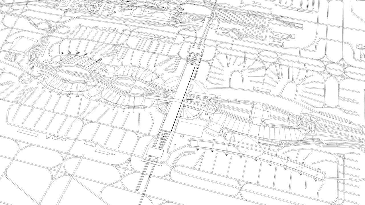 Paris Charles De Gaulle CDG Roissy Airport Roads Buildings PT 3D model_9