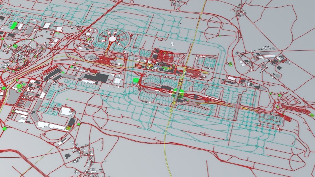 Paris Charles De Gaulle CDG Roissy Airport Roads Buildings PT 3D model_1