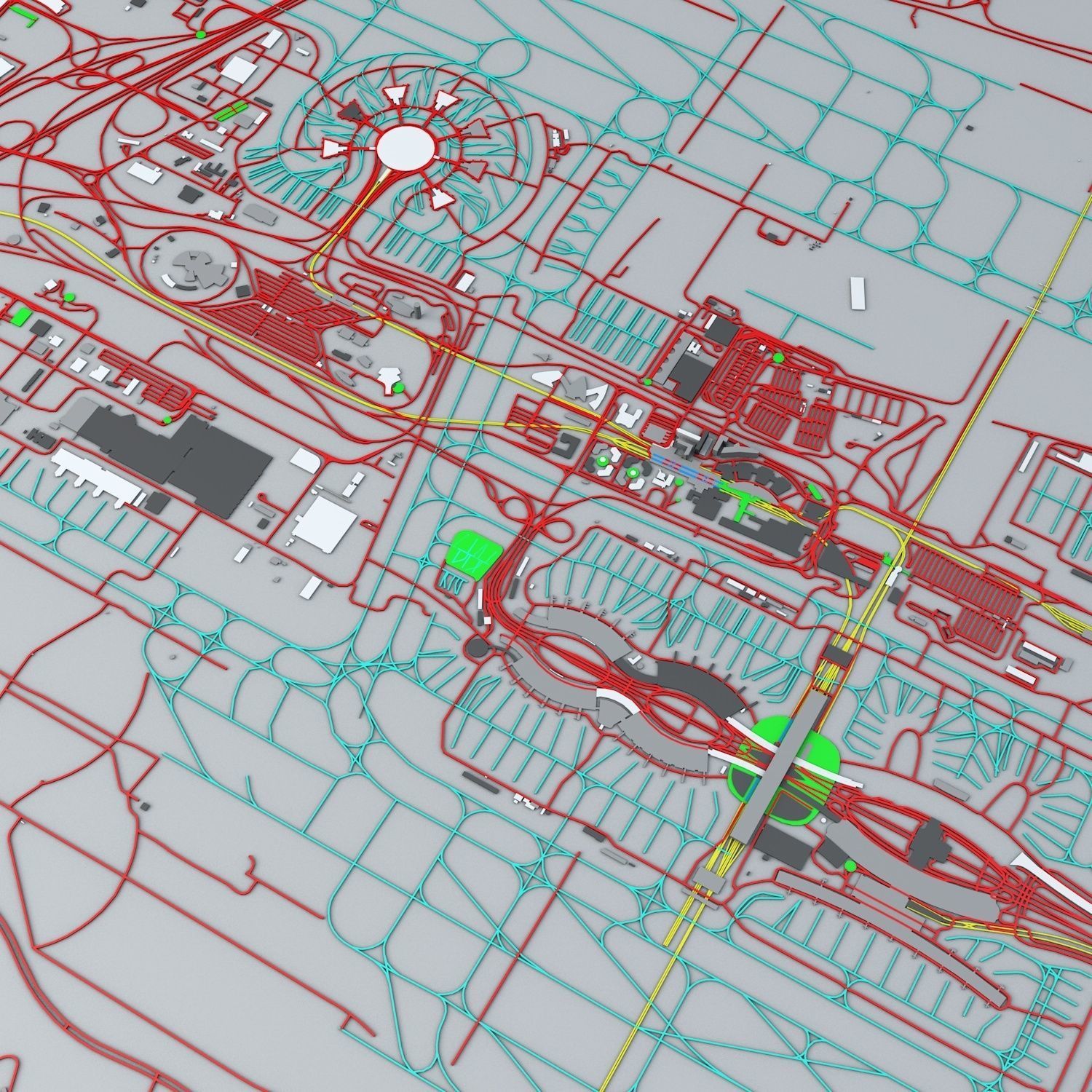 Paris Charles De Gaulle CDG Roissy Airport Roads Buildings PT 3D model_5