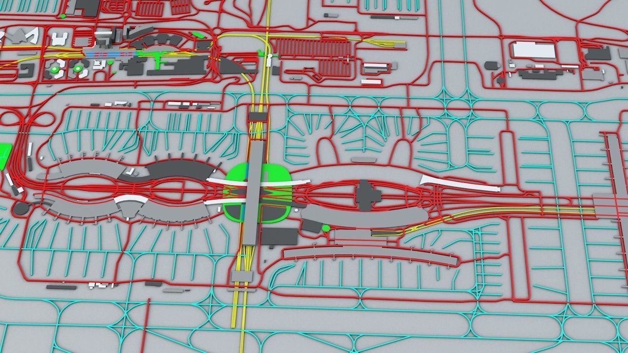 Paris Charles De Gaulle CDG Roissy Airport Roads Buildings PT 3D model_6