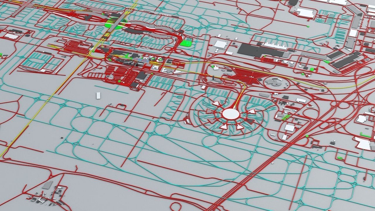 Paris Charles De Gaulle CDG Roissy Airport Roads Buildings PT 3D model_3