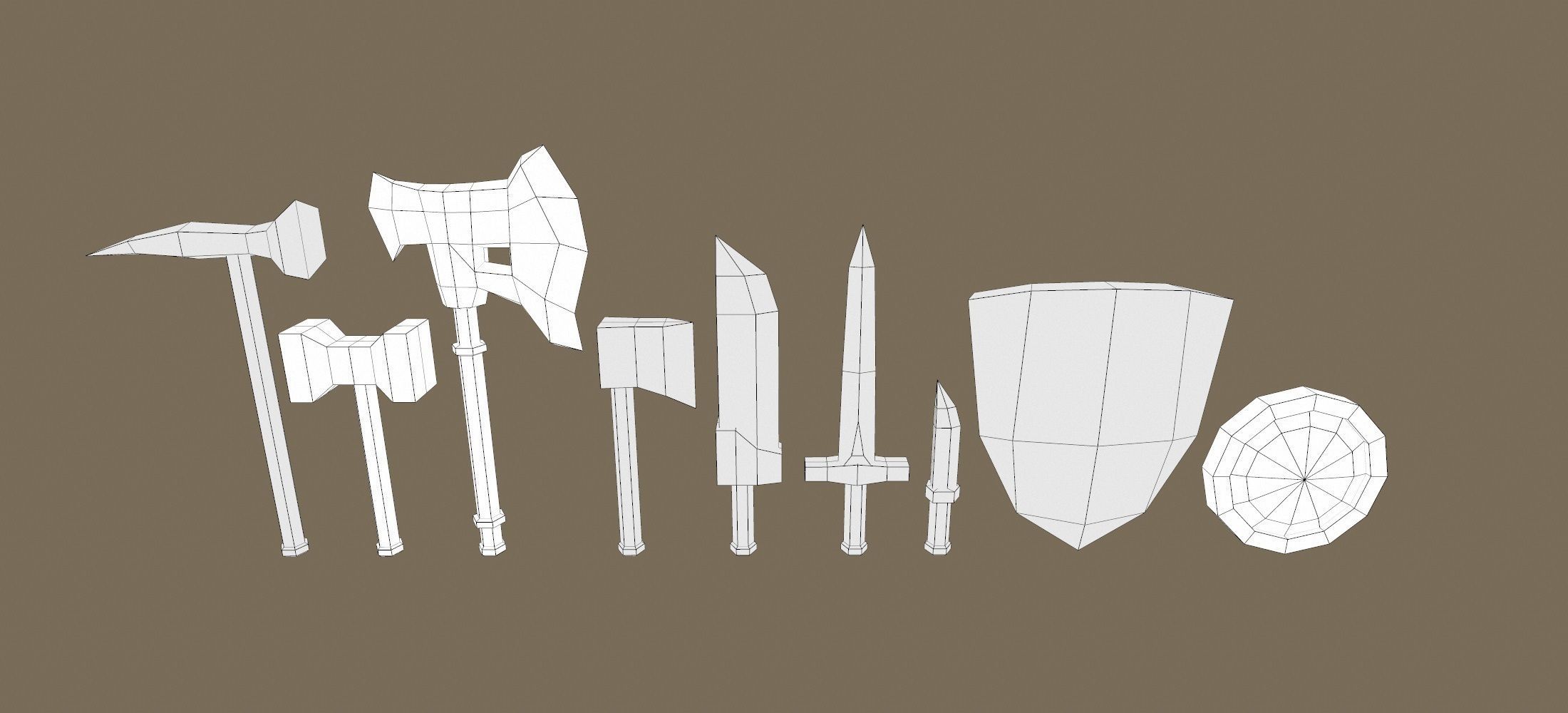 Meele Weapons Low-poly 3D model_1