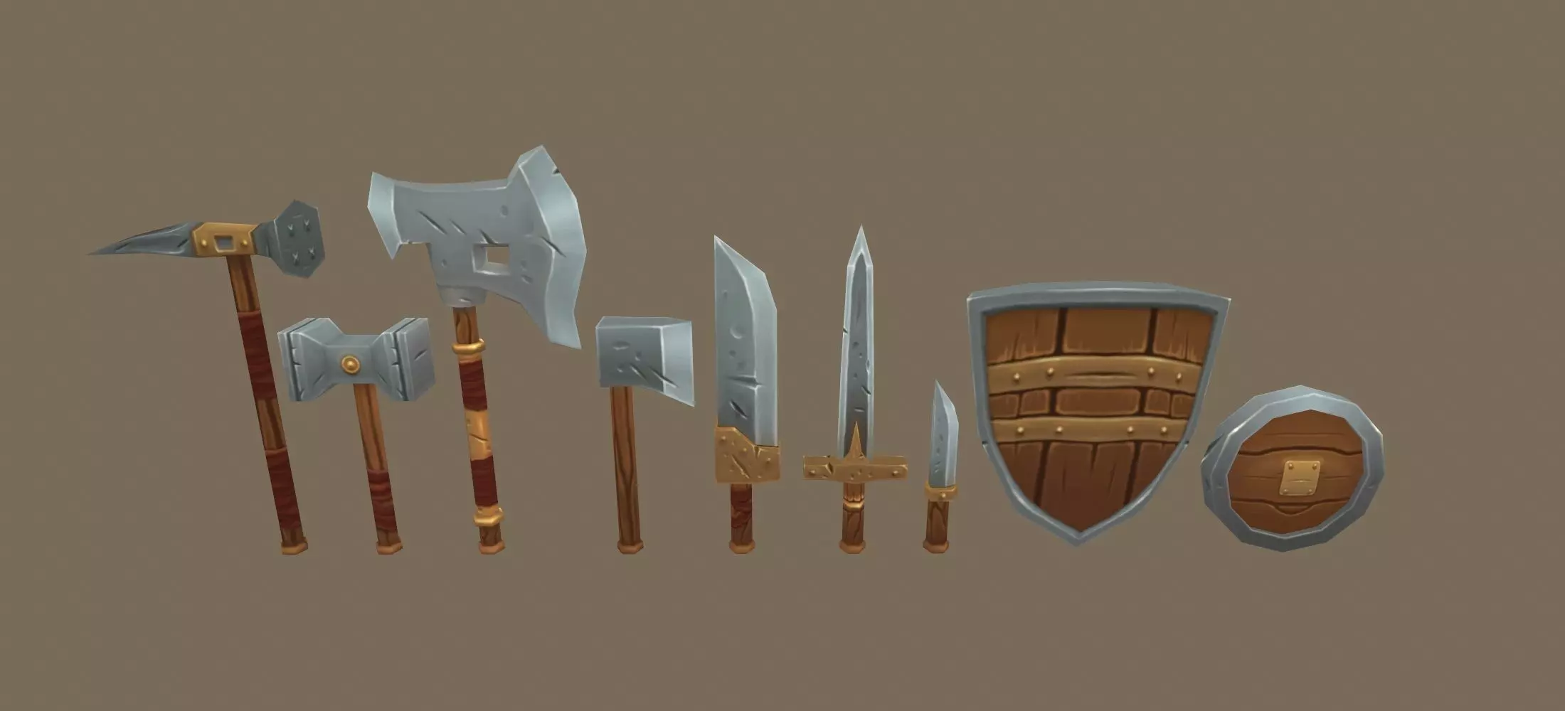 Meele Weapons Low-poly 3D model_0