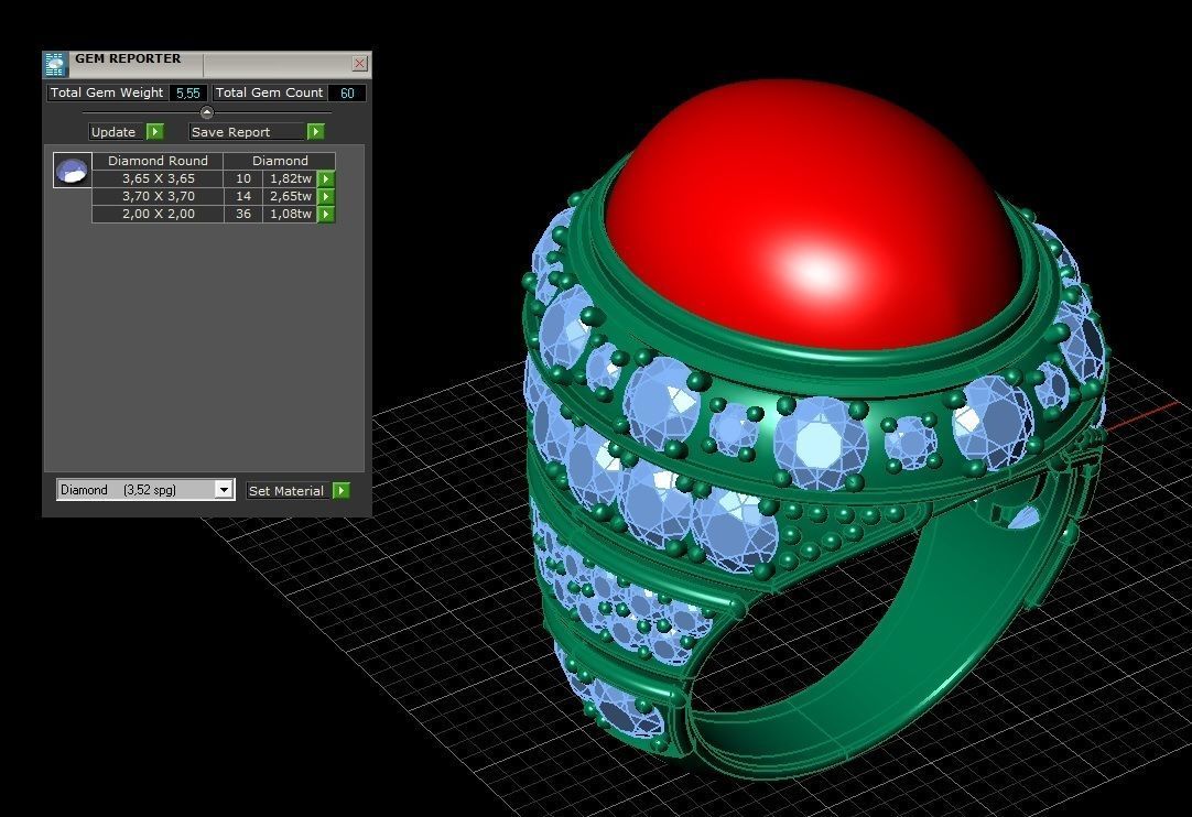 RED OVAL CABOCHON WOMAN RING  3D print model_5