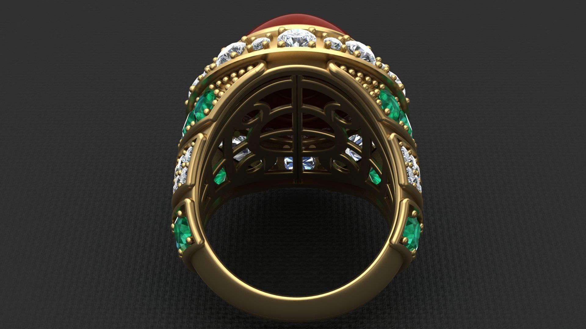 RED OVAL CABOCHON WOMAN RING  3D print model_4