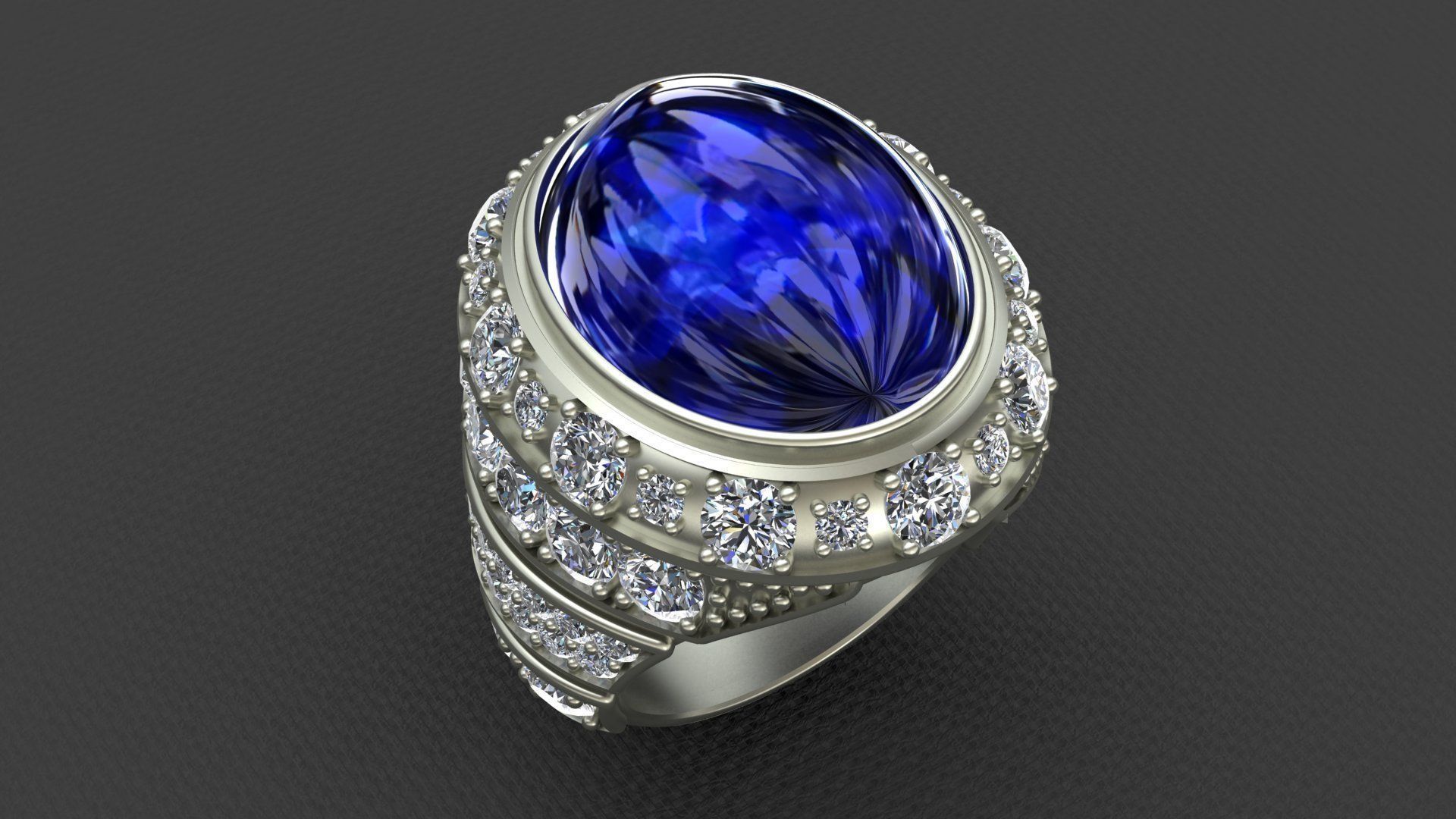 RED OVAL CABOCHON WOMAN RING  3D print model_11