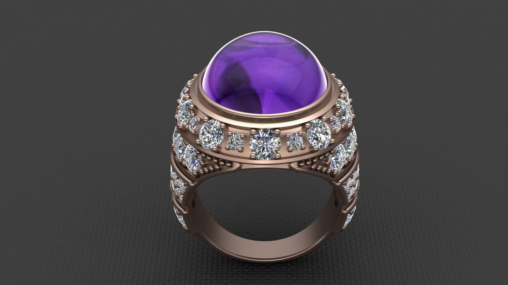 RED OVAL CABOCHON WOMAN RING  3D print model_10