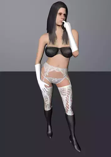 women 3d model woman stockings and gloves