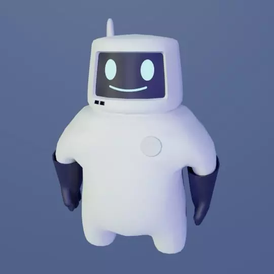 Friendly robot for games Low-poly 3D model_0