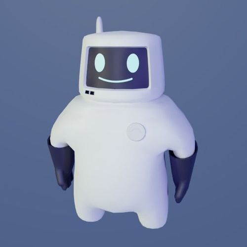 Friendly robot for games Low-poly 3D model