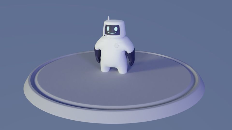 Friendly robot for games Low-poly 3D model_4