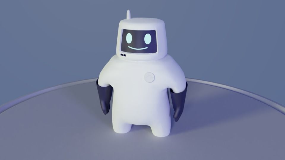 Friendly robot for games Low-poly 3D model_1