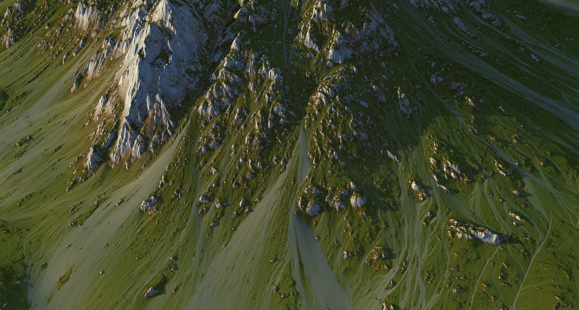 Grass mountain Low-poly 3D model_4