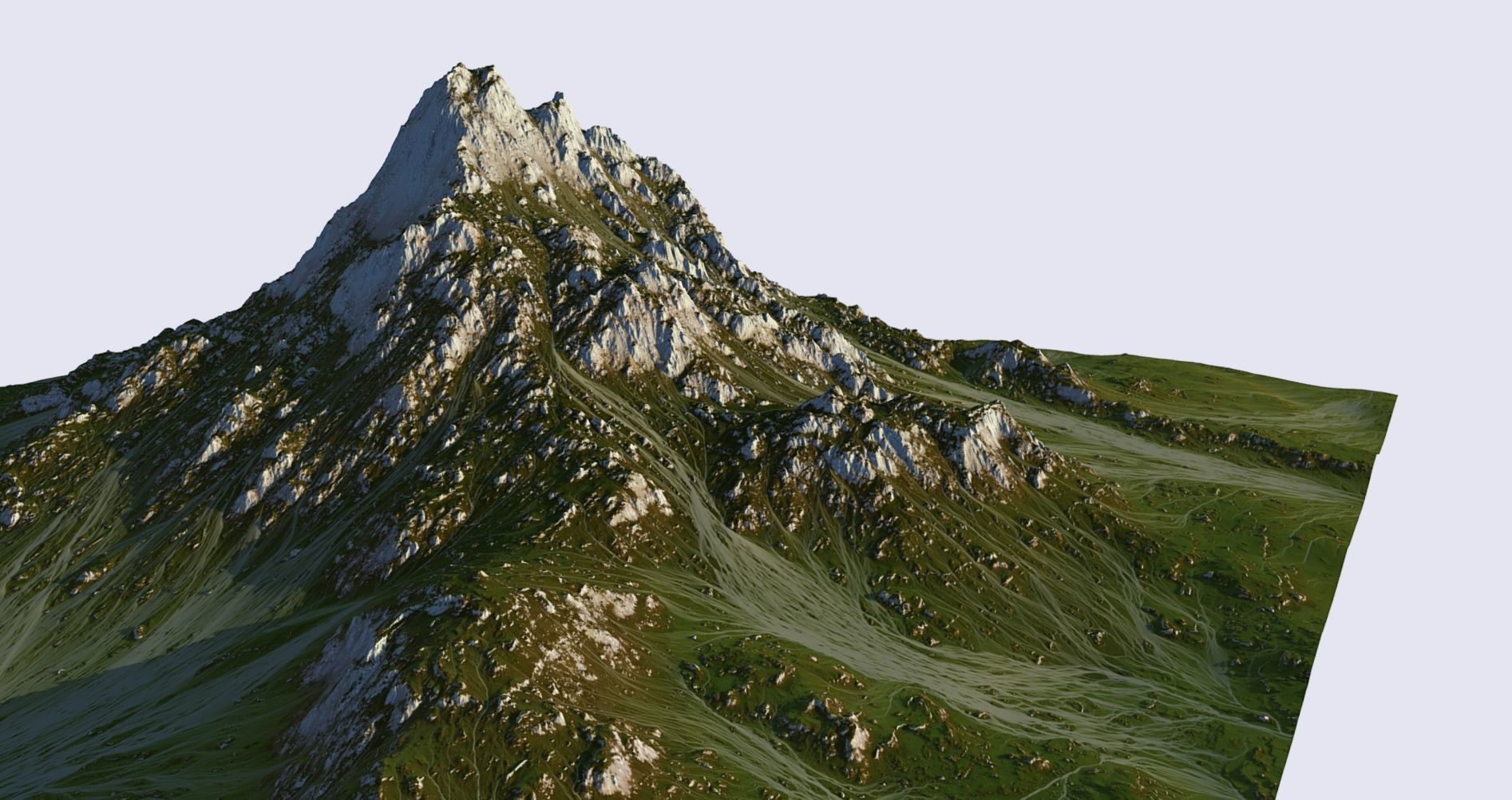Grass mountain Low-poly 3D model_8