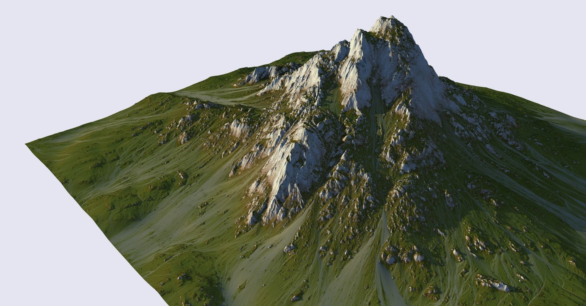 Grass mountain Low-poly 3D model_9