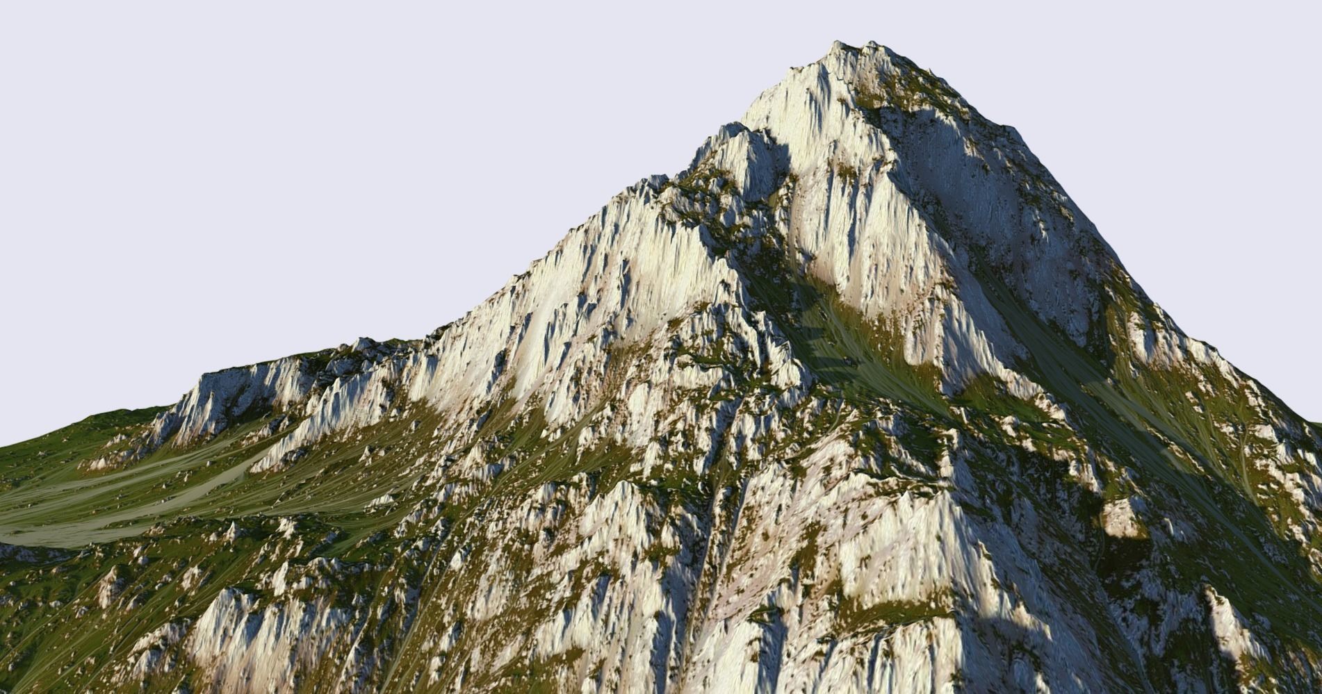 Grass mountain Low-poly 3D model_1
