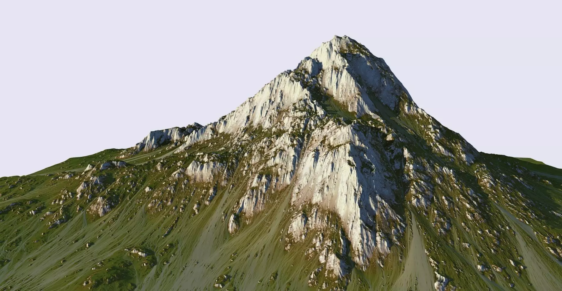 Grass mountain Low-poly 3D model_0