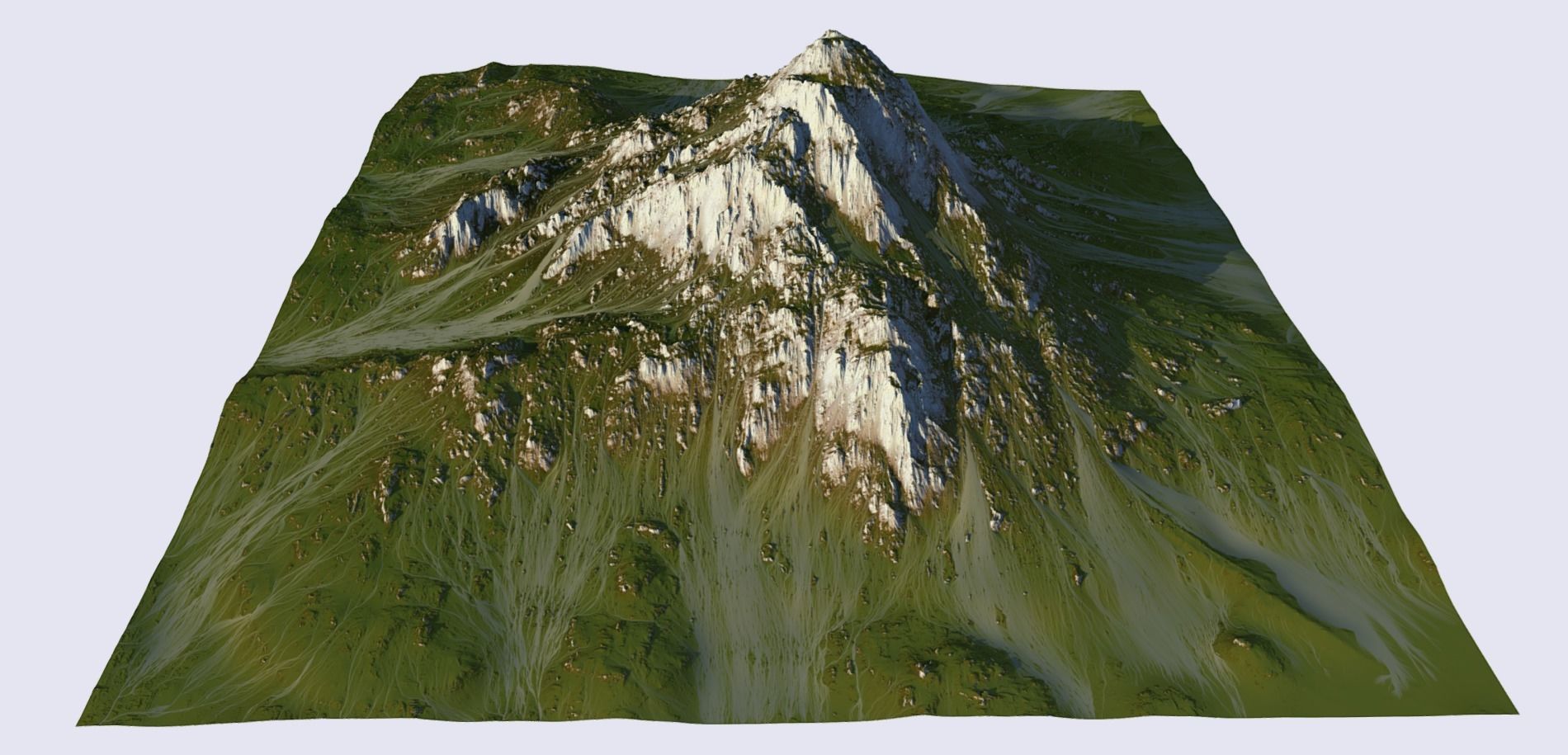 Grass mountain Low-poly 3D model_3