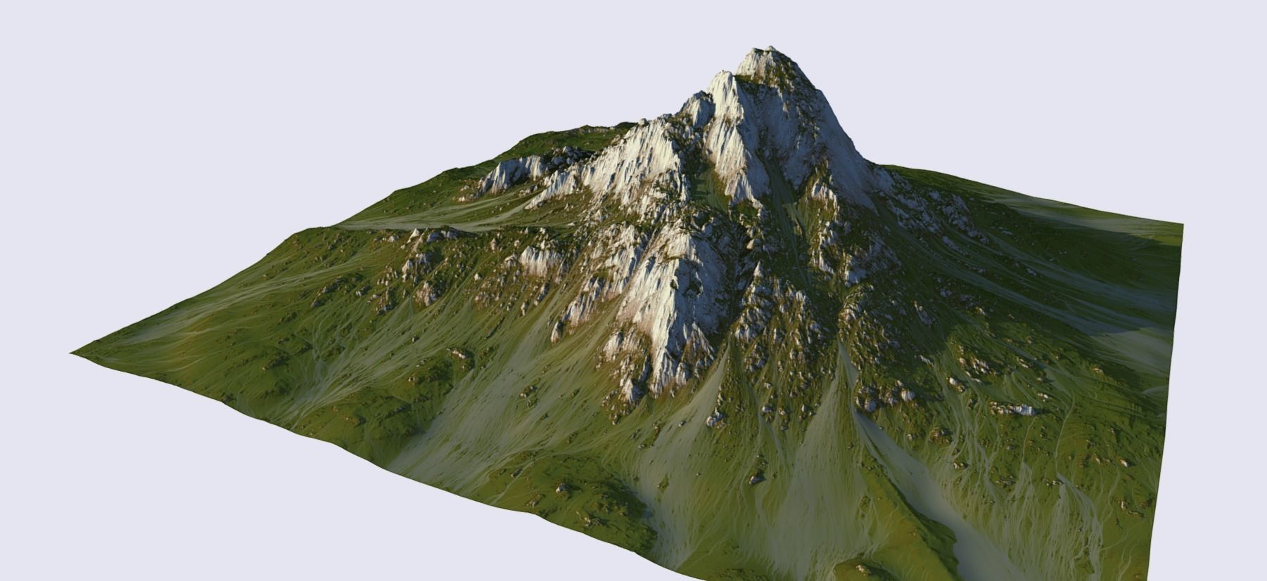 Grass mountain Low-poly 3D model_2