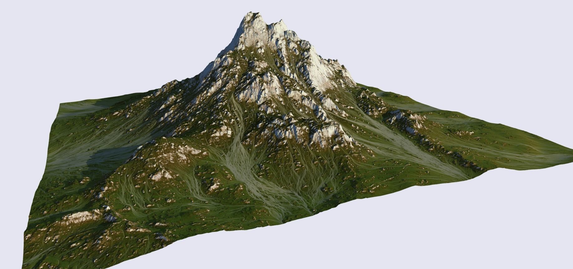 Grass mountain Low-poly 3D model_7