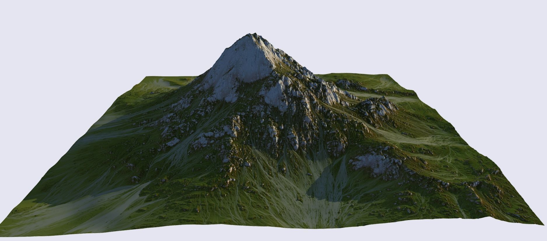Grass mountain Low-poly 3D model_10