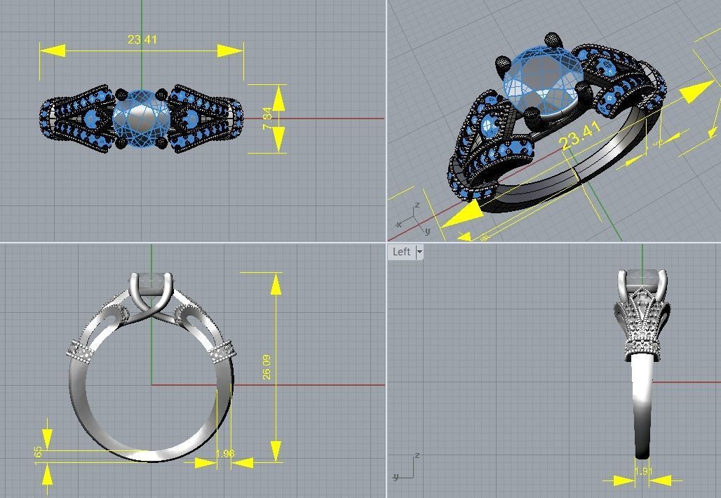 Engagement ring 3D print model_5