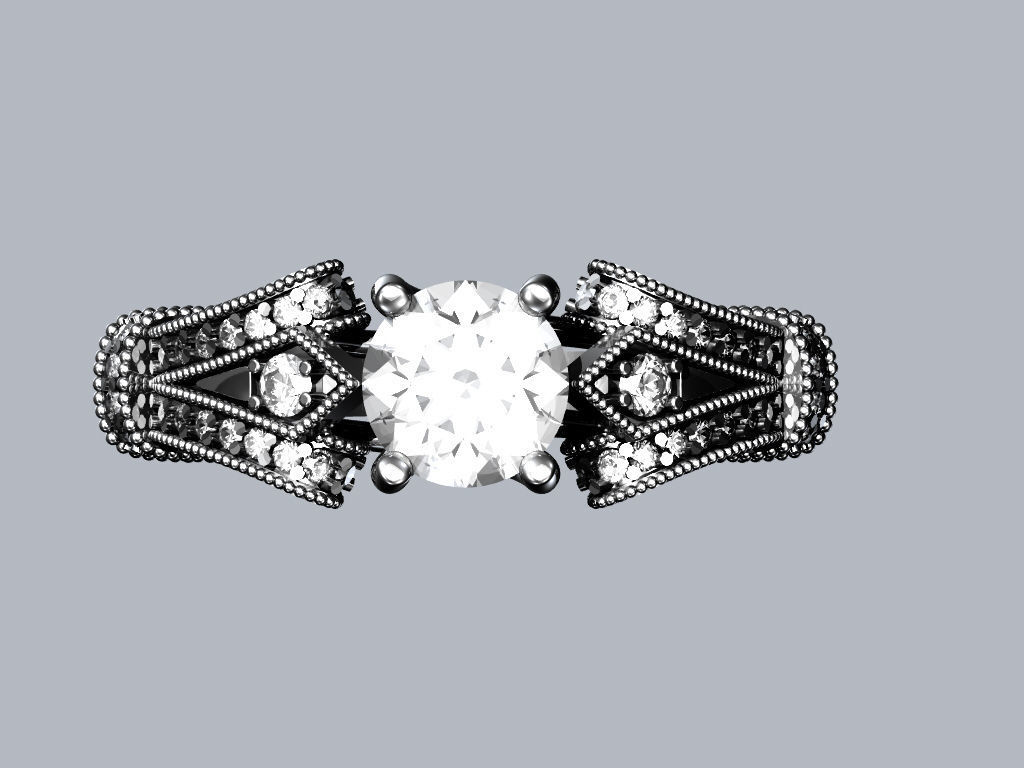 Engagement ring 3D print model_2