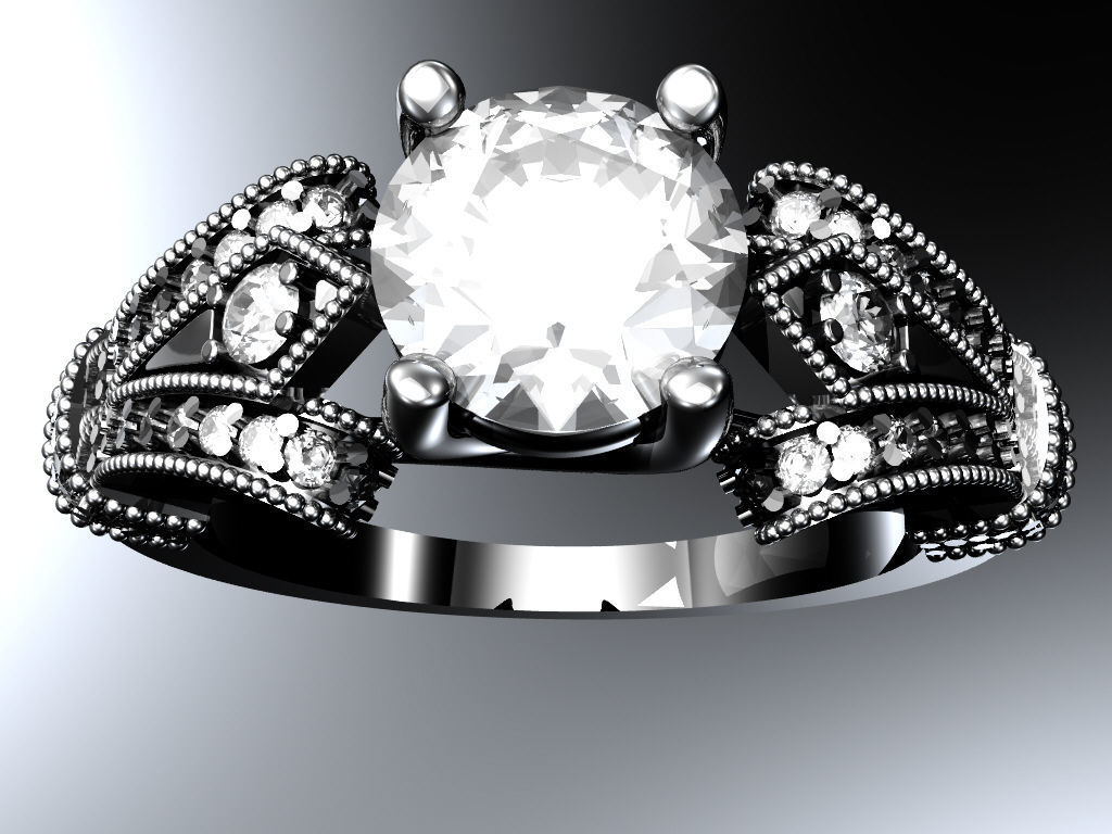 Engagement ring 3D print model_1