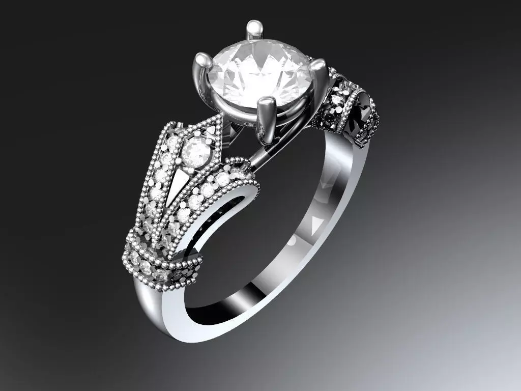 Engagement ring 3D print model_0