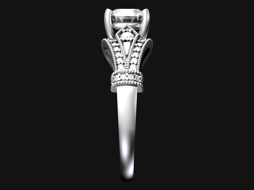 Engagement ring 3D print model_4