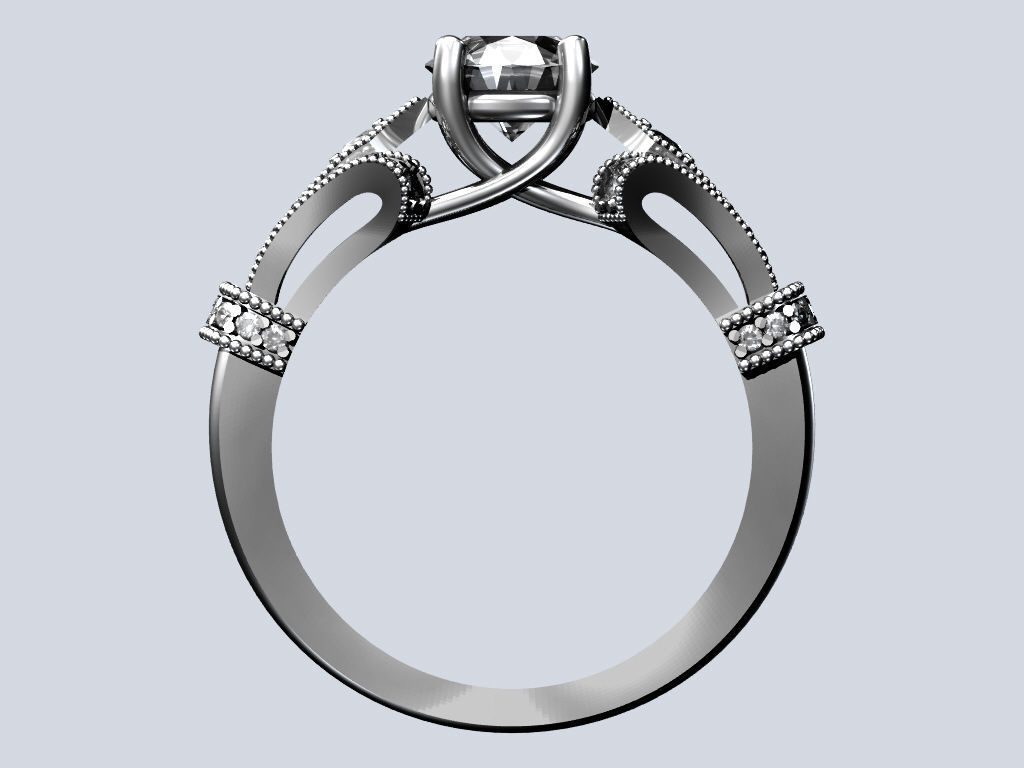 Engagement ring 3D print model_3