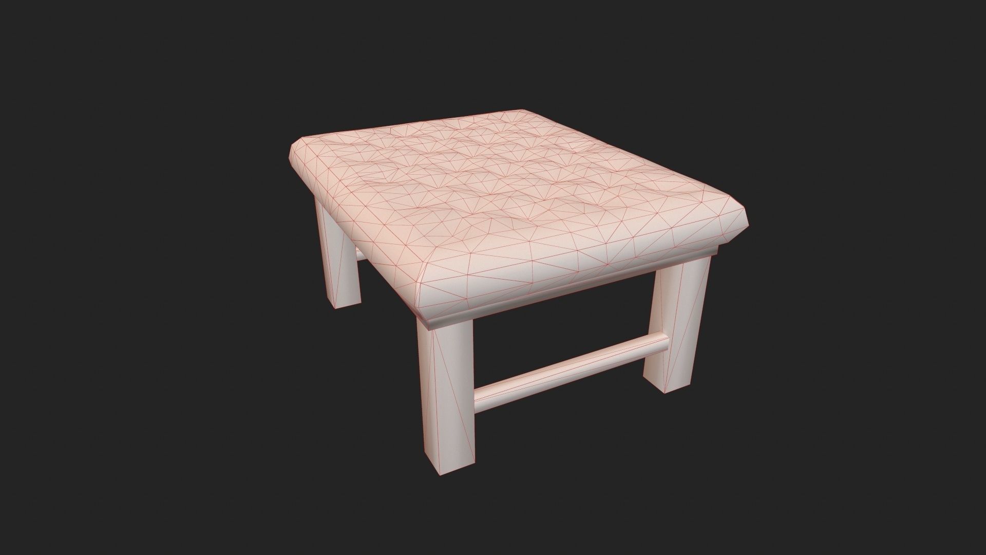 Leather Chesterfield Stool - Leather Chair - Vintage Chair  Low-poly 3D model_9