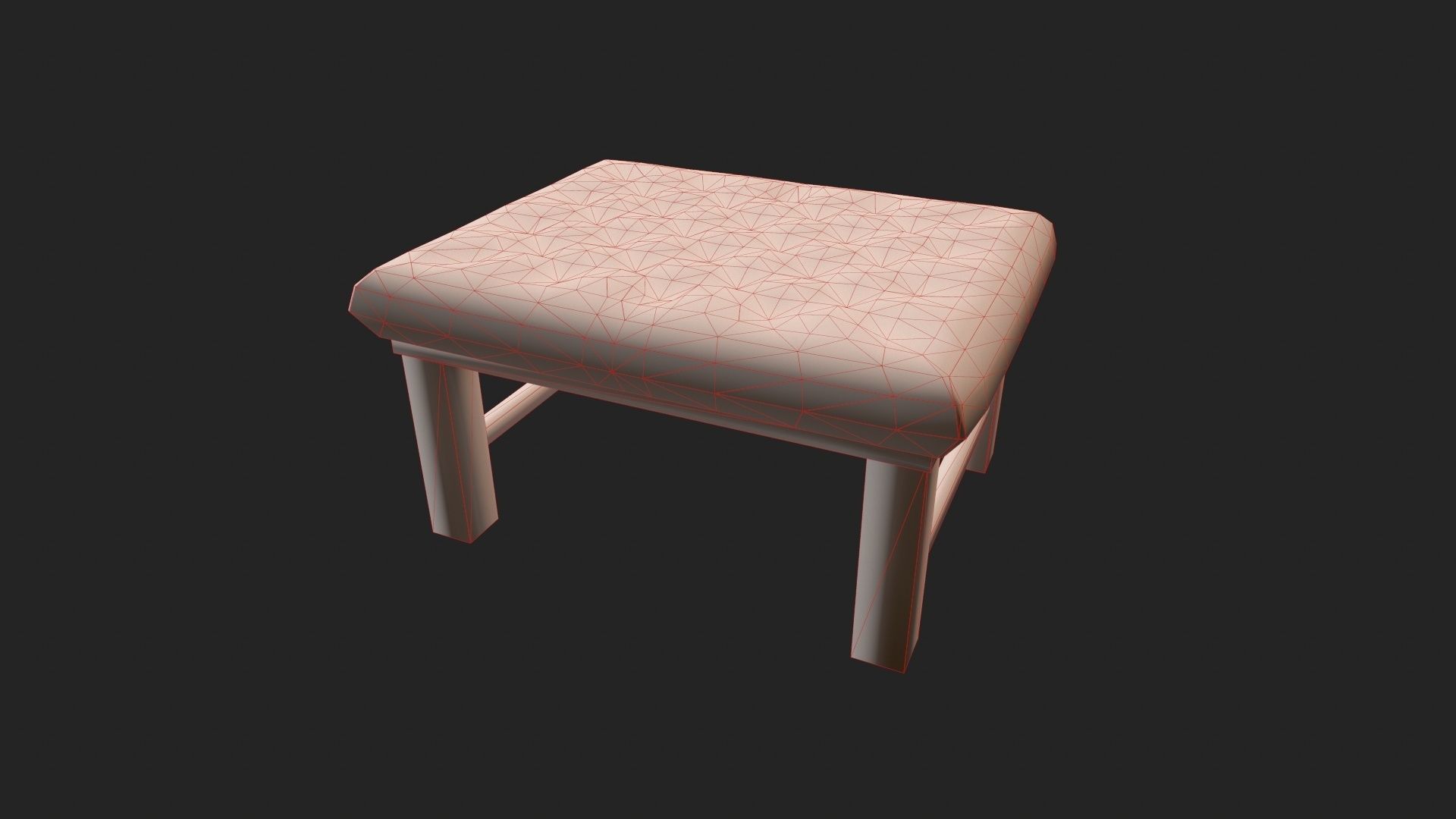 Leather Chesterfield Stool - Leather Chair - Vintage Chair  Low-poly 3D model_8