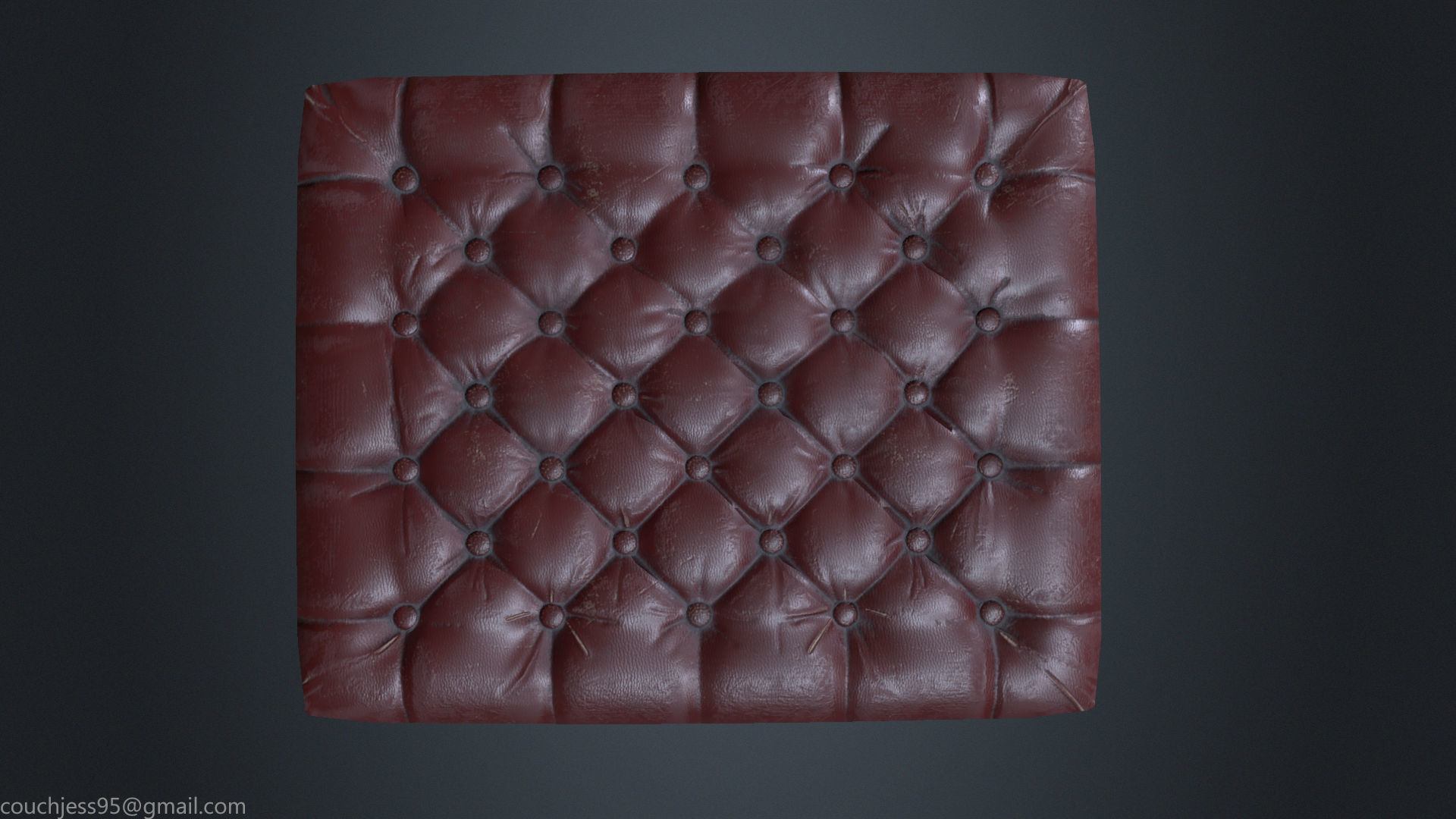 Leather Chesterfield Stool - Leather Chair - Vintage Chair  Low-poly 3D model_3