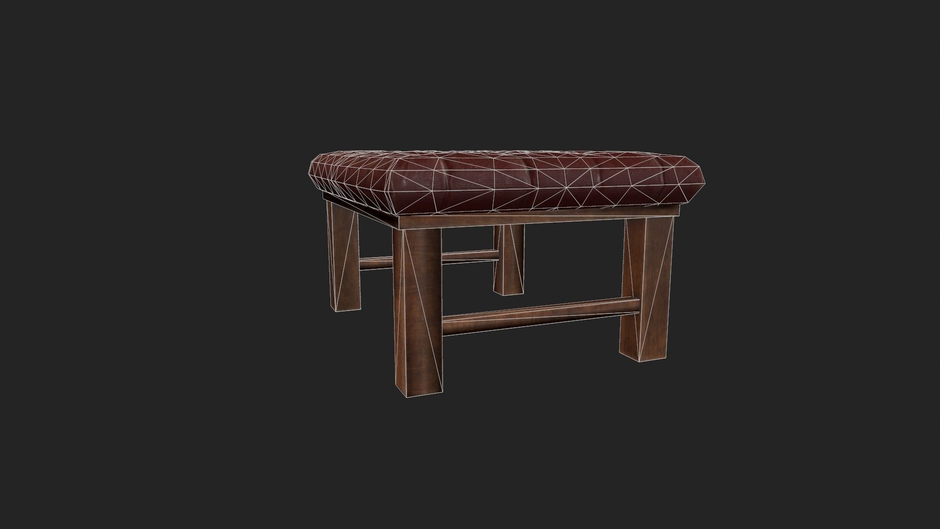 Leather Chesterfield Stool - Leather Chair - Vintage Chair  Low-poly 3D model_5
