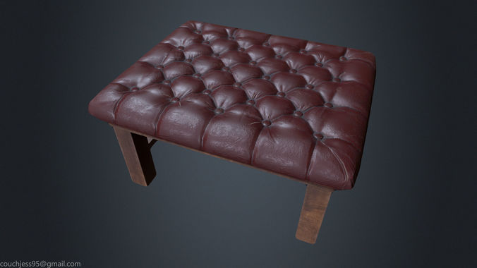 Leather Chesterfield Stool - Leather Chair - Vintage Chair  Low-poly 3D model