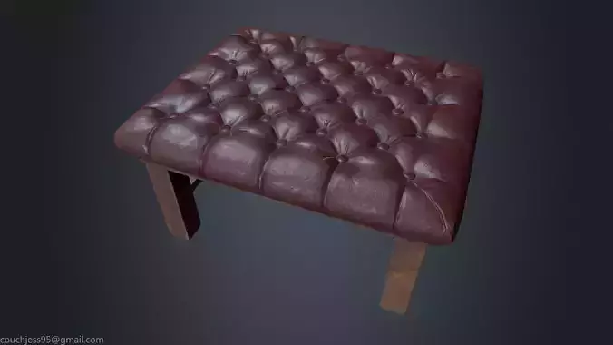 Leather Chesterfield Stool - Leather Chair - Vintage Chair  Low-poly 3D model