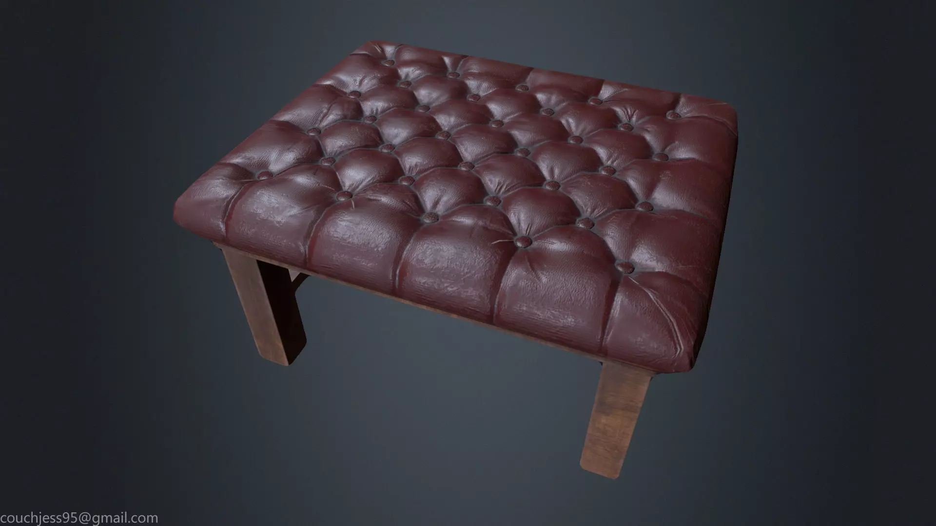 Leather Chesterfield Stool - Leather Chair - Vintage Chair  Low-poly 3D model_0