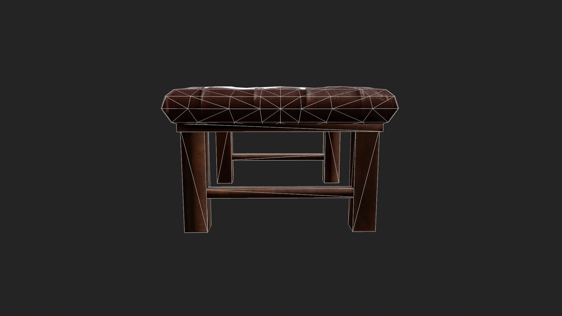 Leather Chesterfield Stool - Leather Chair - Vintage Chair  Low-poly 3D model_7