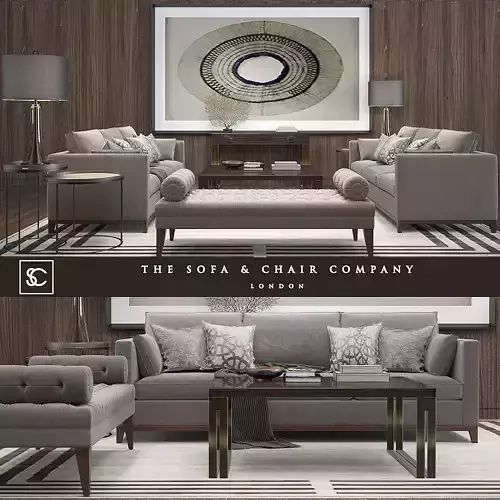 BALTHUS SOFA   MILTON STOOL    CAVUS  LIGHT   10 in 1 3D model 3D model