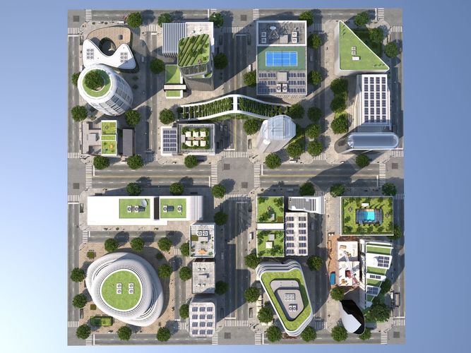 Belfort City Low-poly 3D model 7