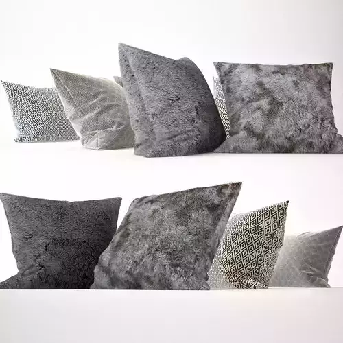 Pillow Collection 02 Fur and Wool 3D model