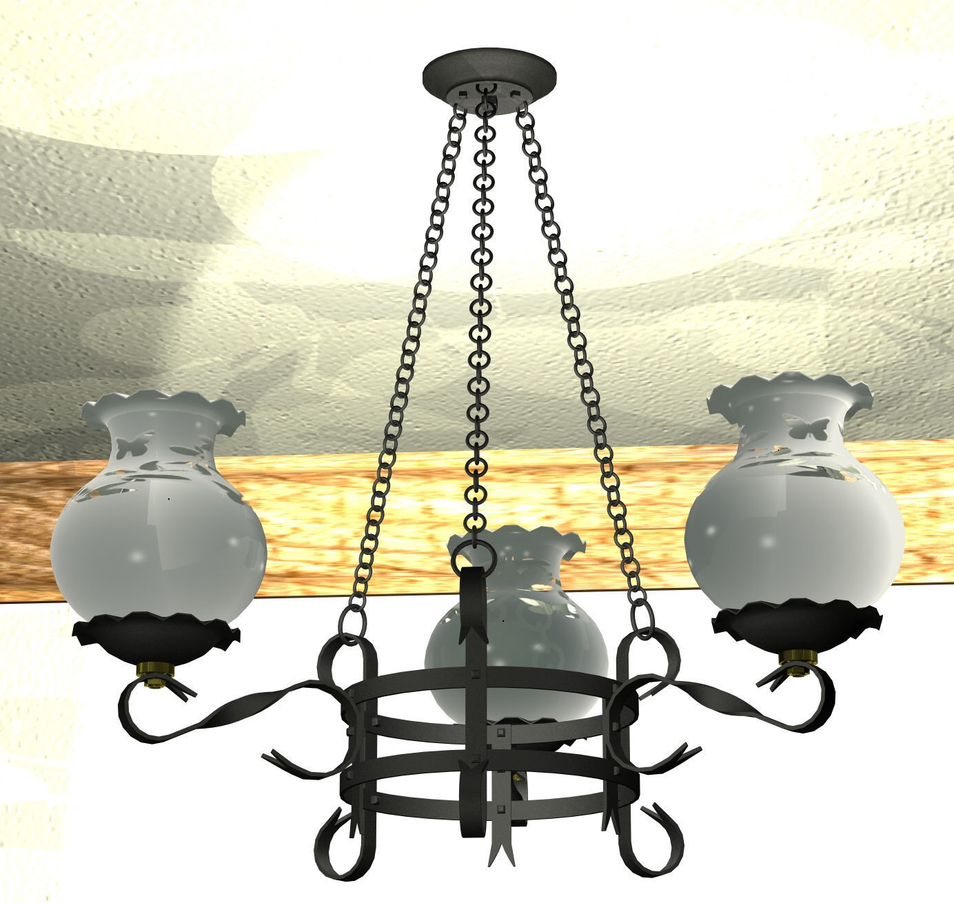 Wrought-iron chandelier 3D model_1