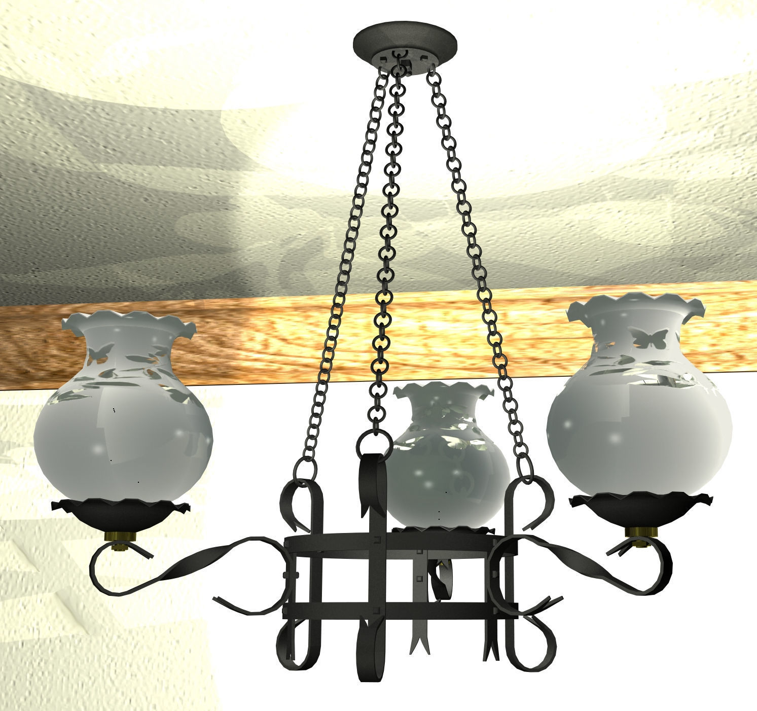 Wrought-iron chandelier 3D model_3