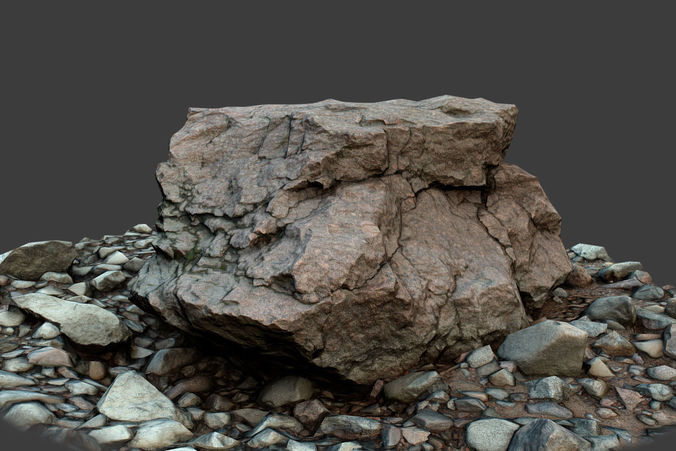 Rock on Ground Low-poly 3D model