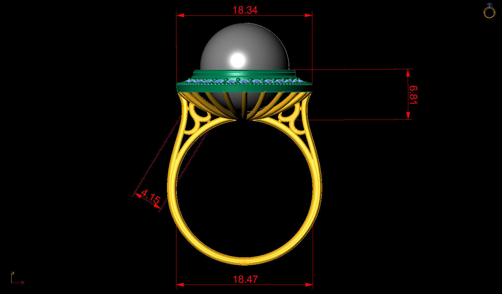 WHITE PEARL WOMAN RING  Free 3D print model_6