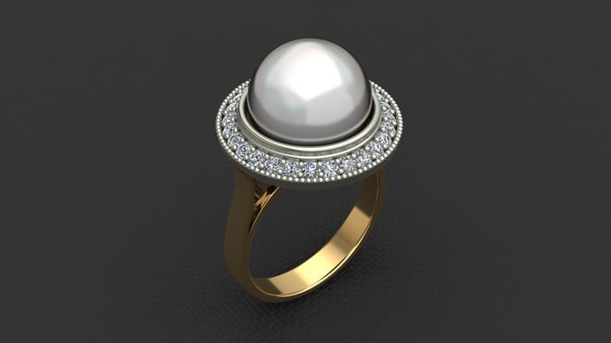 WHITE PEARL WOMAN RING  Free 3D print model